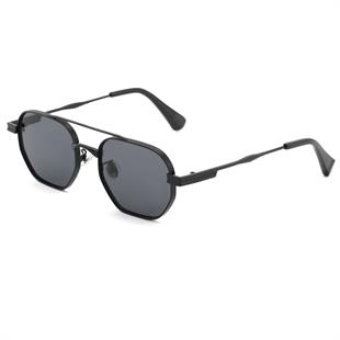 Geometrik Tasarım Metal Siyah Çerçeve Siyah Cam Unisex Gunes Gozlugu