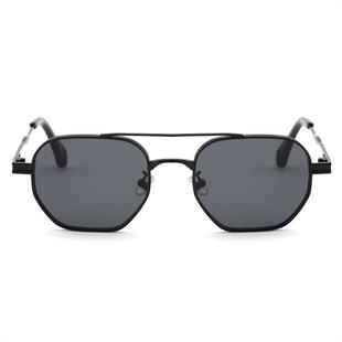 Geometrik Tasarım Metal Siyah Çerçeve Siyah Cam Unisex Gunes Gozlugu