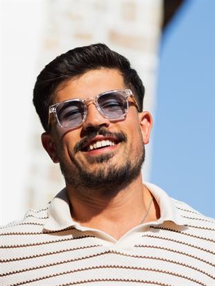 Kare Tasarım Leopar Şeffaf Çerçeve Mavi Cam Güneş Gözlüğü UV400 Koruma Kadın&Erkek