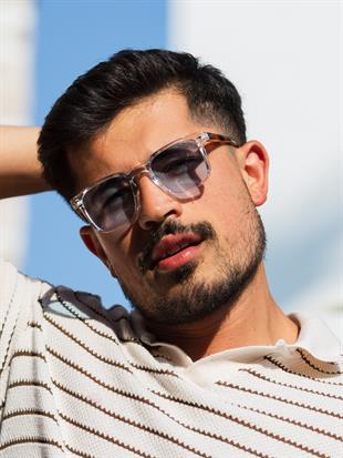 Kare Tasarım Leopar Şeffaf Çerçeve Mavi Cam Güneş Gözlüğü UV400 Koruma Kadın&Erkek