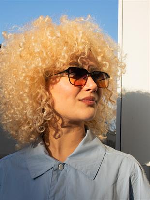 Kare Tasarım Sarı Siyah Cam Siyah Çerçeve Kadın Güneş Gözlüğü