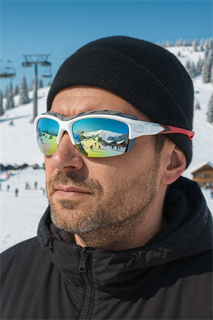 Kayak Gözlüğü Antifog Ventilli Uv Korumalı Güneş Kar Gözlük Beyaz Gökkuşağı Cam Snowboard Sporu