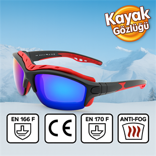 Kayak Gözlüğü Antifog Ventilli Uv Korumalı Güneş Kar Gözlük Mavi Aynalı Snowboard Sporu