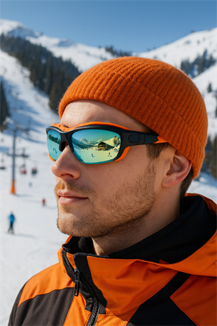 Kayak Gözlüğü Antifog Ventilli Uv Korumalı Güneş Kar Gözlük Turuncu Mavi Aynalı Cam Snowboard Sporu