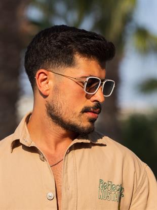 Krem Dikdörtgen Unisex Model Güneş Gözlüğü AE2032C13