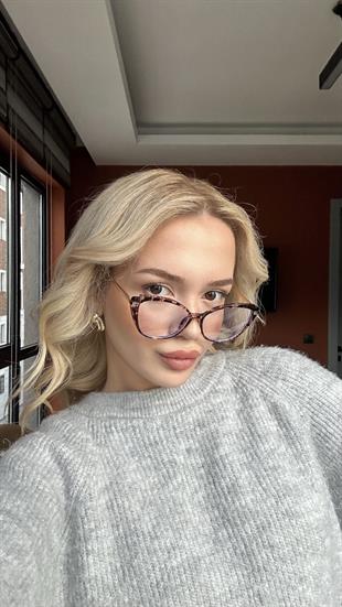 Leopar Desen Mavi Işık Koruma Kadın Gözlüğü  AE1003TRC7