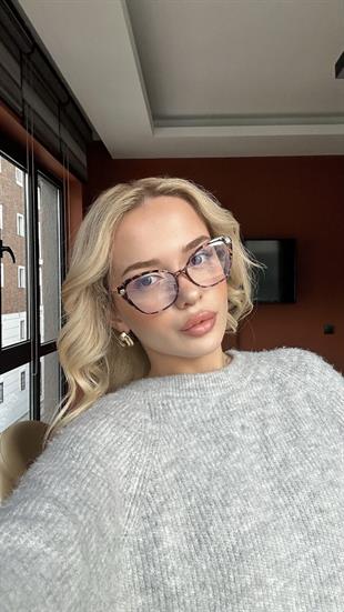 Leopar Desen Mavi Işık Koruma Kadın Gözlüğü  AE1003TRC7