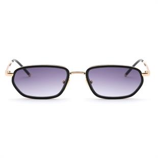 Minimal Geometrik Tasarım Gold Siyah Çerçeve Siyah Cam Güneş Gözlüğü Kadın&Erkek CE BELGELİ