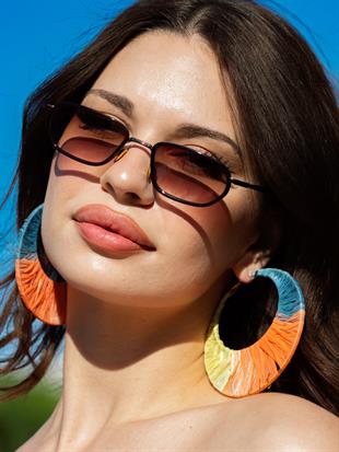 Minimal Geometrik Tasarım Kahverengi Çerçeve Kahverengi Cam Güneş Gözlüğü Kadın&Erkek CE BELGELİ