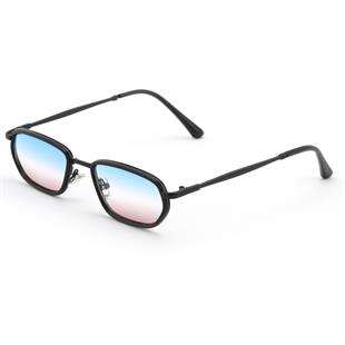 Minimal Geometrik Tasarım Siyah Çerçeve Mavi Çiftrenk Cam Güneş Gözlüğü Kadın&Erkek CE BELGELİ