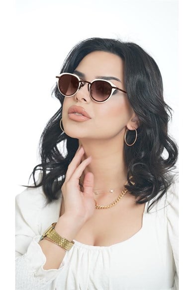 Oval Kahverengi Kemik Çerçeve Unisex Güneş Gözlüğü AE20495120143C72