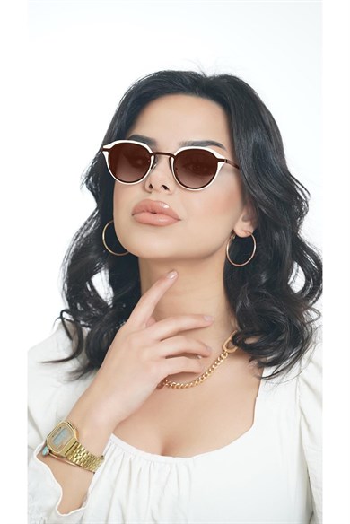 Oval Kahverengi Kemik Çerçeve Unisex Güneş Gözlüğü AE20495120143C72