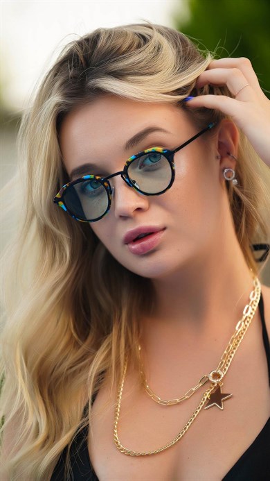 Oval Kamuflaj Desenli Kemik Çerçeve Unisex Güneş Gözlüğü AE20495120143C71