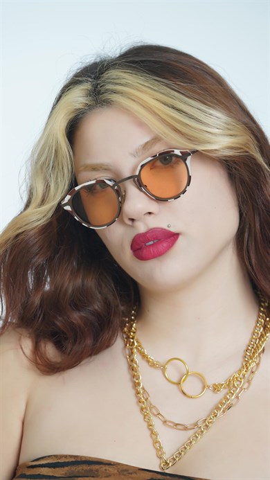 Oval Leopar Kemik Çerçeve Unisex Güneş Gözlüğü AE20495120143C46