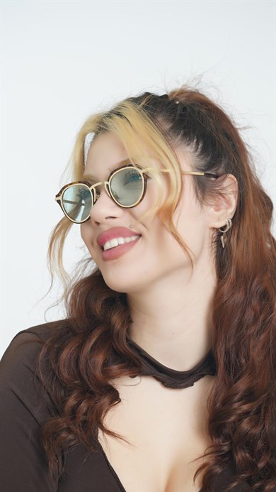Oval Leopar Kemik Çerçeve Unisex Güneş Gözlüğü AE20495120143C47