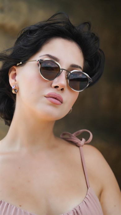 Oval Leopar Kemik Çerçeve Unisex Güneş Gözlüğü AE20495120143C63