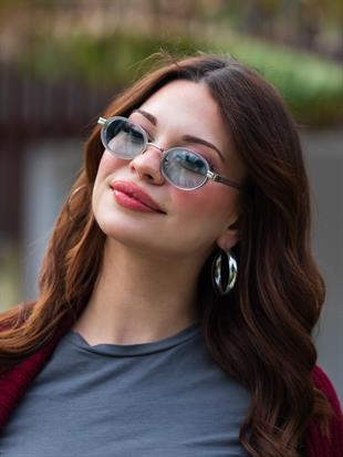 Oval Tasarım Şeffaf Çerçeve Yeşil Cam Small Güneş Gözlüğü