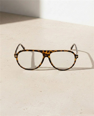 Retro Pilot Leopar Desen Güneş Gözlüğü Mavi Işık Koruyuculu Cam