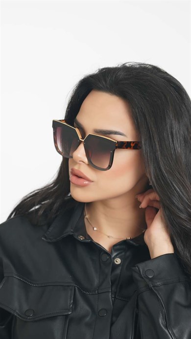 Selin Kare Kemik Model Leopar Kadın Güneş Gözlüğü BM2789 2789X3