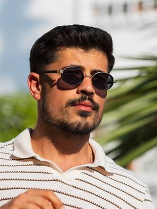 Siyah-Gold Çerçeveli Siyah Camlı Kadın Erkek Güneş Gözlüğü