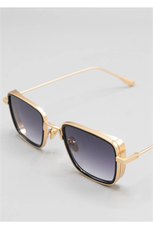 Small Kare Gold/altın Çerçeve Siyah Cam Minimal Güneş Gözlüğü Yüksek Kalite Ce Belgesi
