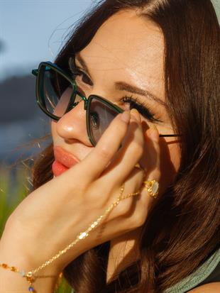 Small Kare Yeşil Çerçeve Yeşil Cam Minimal Güneş Gözlüğü Yüksek Kalite CE Belgesi