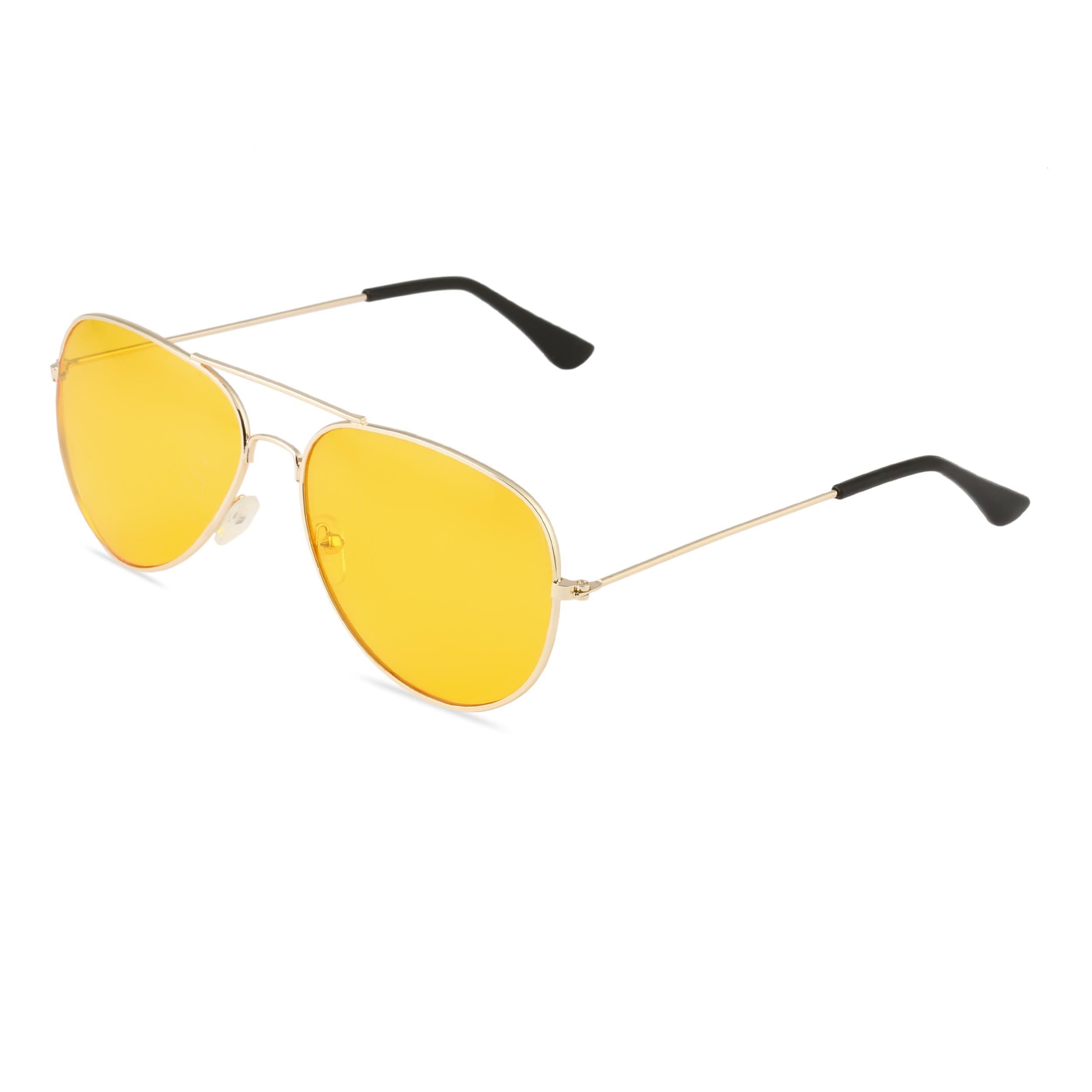 Damla Tasarım Gold Çerçeve Gece Görüşlü Sarı Cam Unisex Gözlük