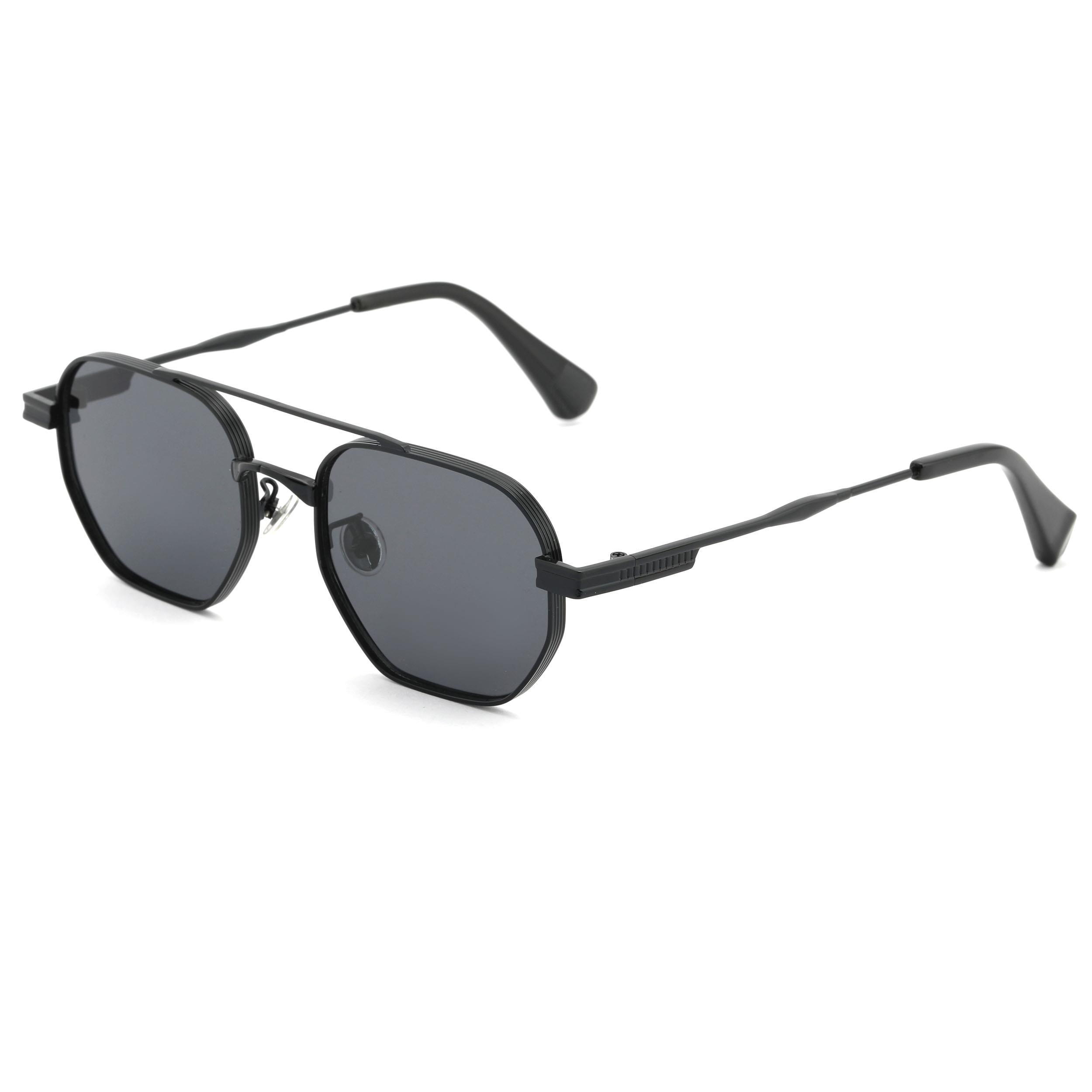 Geometrik Tasarım Metal Siyah Çerçeve Siyah Cam Unisex Gunes Gozlugu