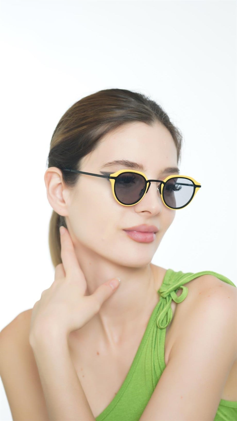Oval Leopar Kemik Çerçeve Unisex Güneş Gözlüğü