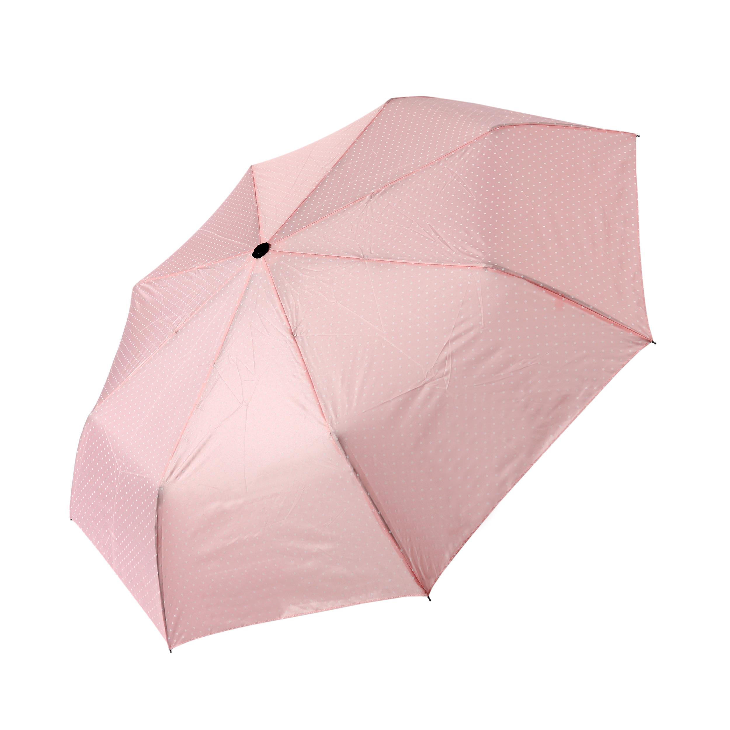 Pembe Beyaz Puantiyeli Fiber Telli Rüzgara Dayanıklı Tam Otomatik Şemsiye 8 Telli