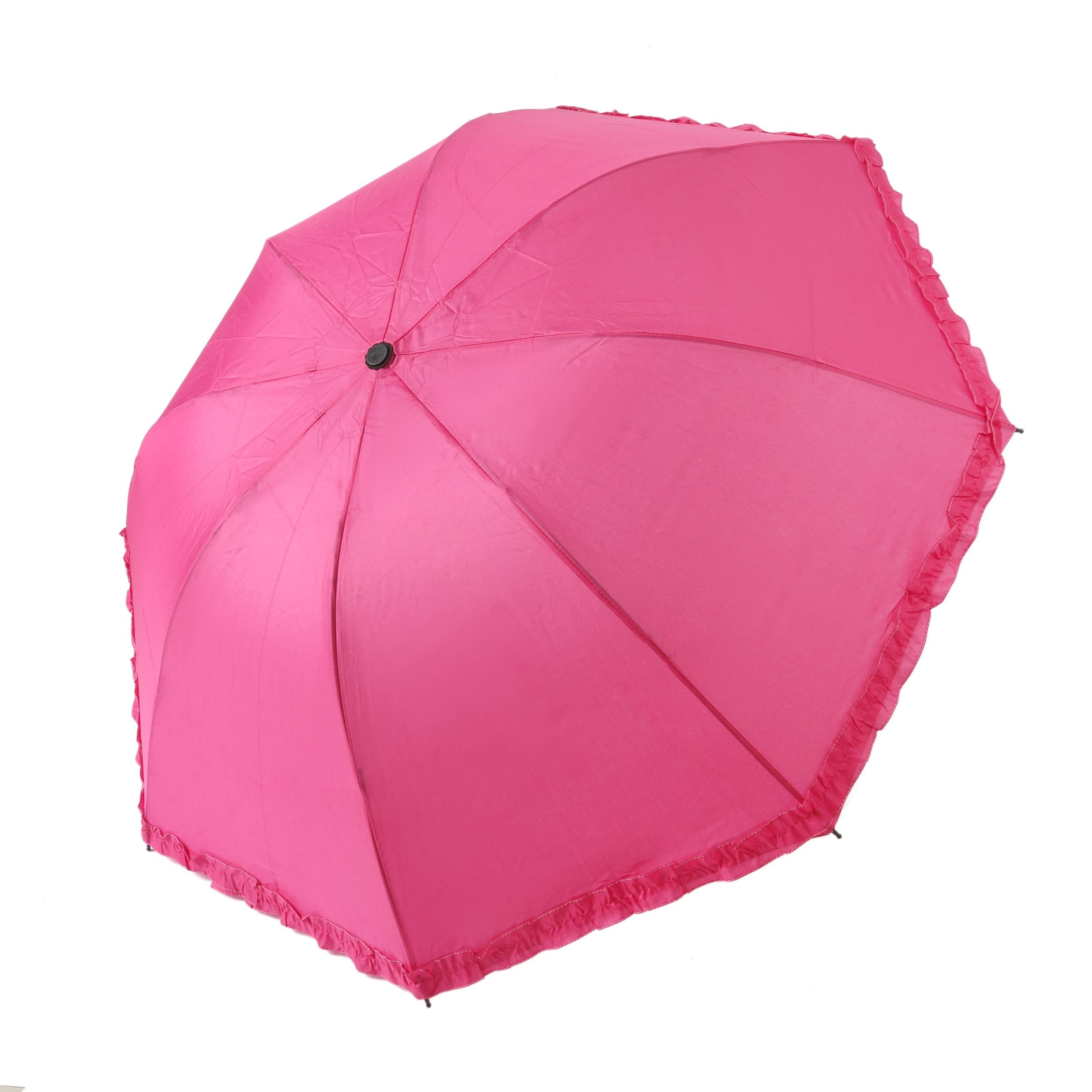 Pembe Fırfırlı Manuel Şemsiye 8 TELLİ