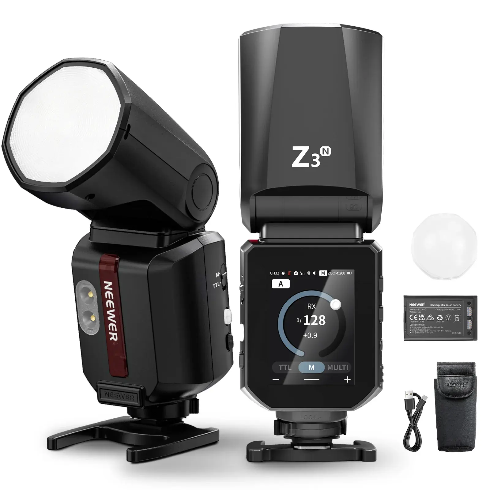 Neewer Z3R-N Nikon Uyumlu 100W Yuvarlak Kafa Akülü Tepe Flaşı