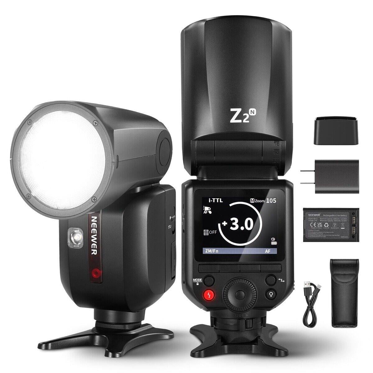 Z2PRO-N Nikon Uyumlu 76W Yuvarlak Kafa Akülü Tepe Flaşı & Kubbe Difüzör