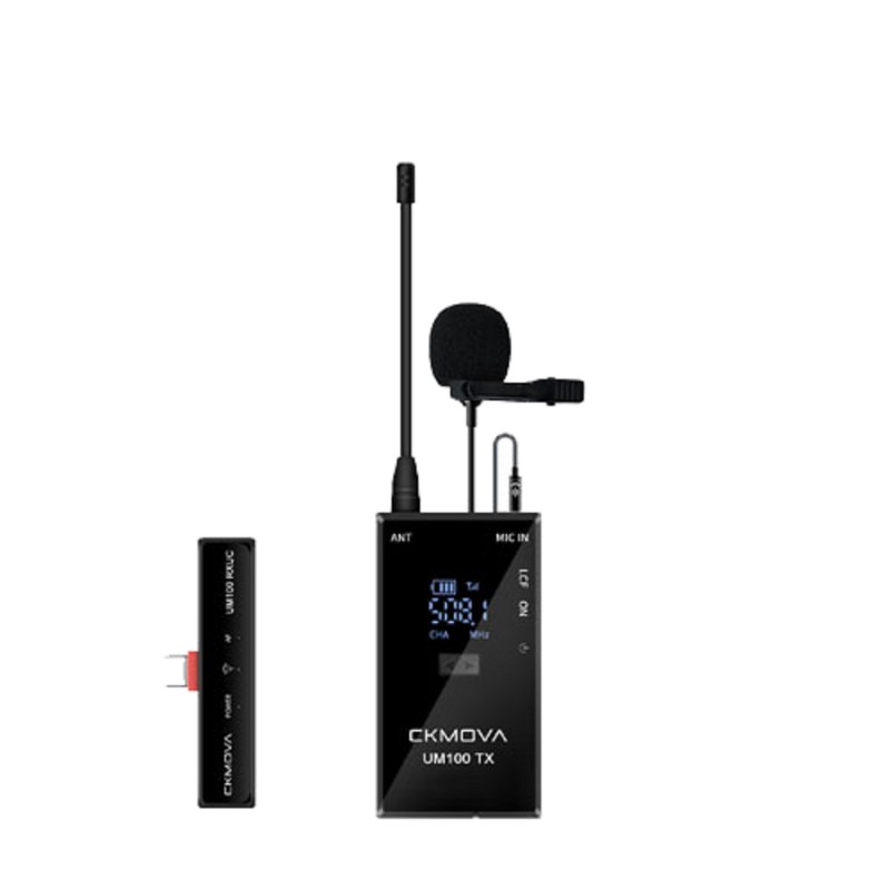 Ckmova UM100 Kit-3 Ultra Kompakt Type-C Girişli 1 Alıcı 1 Vericili Uhf Kablosuz Yaka Mikrofon Seti