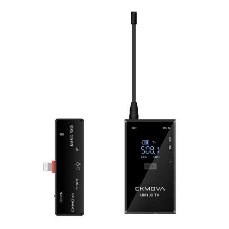 CKMOVA UM100 Kit-5 Ultra Kompakt İphone IOS için 1 Alıcı 1 vericili UHF Kablosuz Yaka Mikrofon Seti