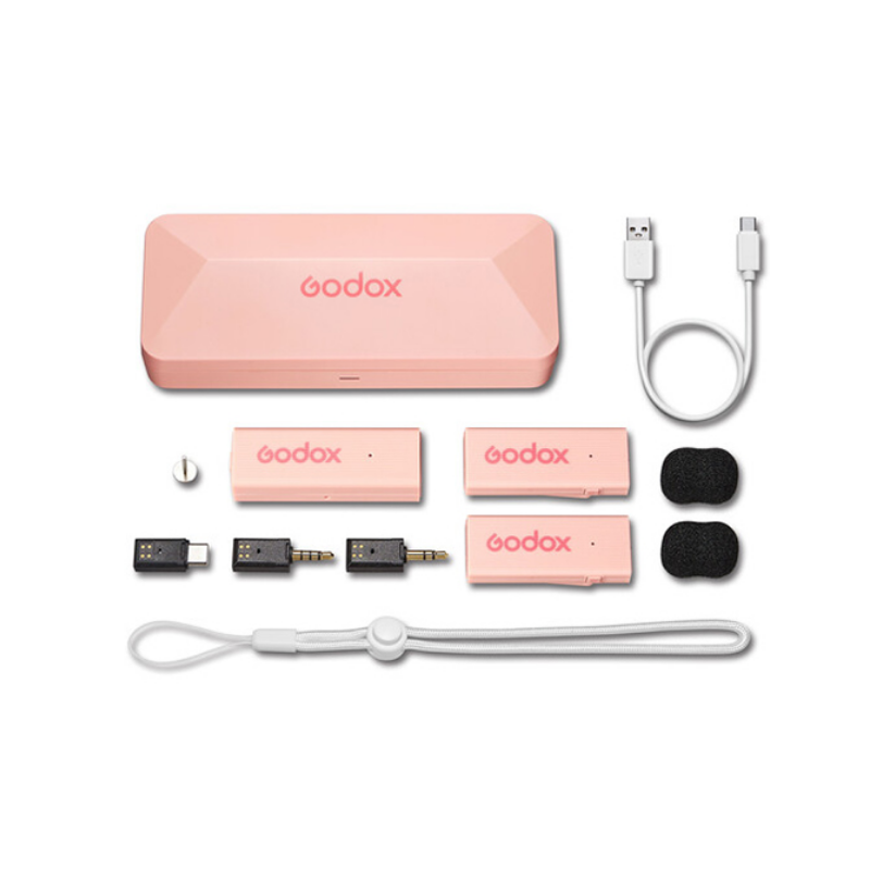 Godox MoveLink Mini Kablosuz Mikrofon Kit2 (Type-C Uyumlu/Pembe)
