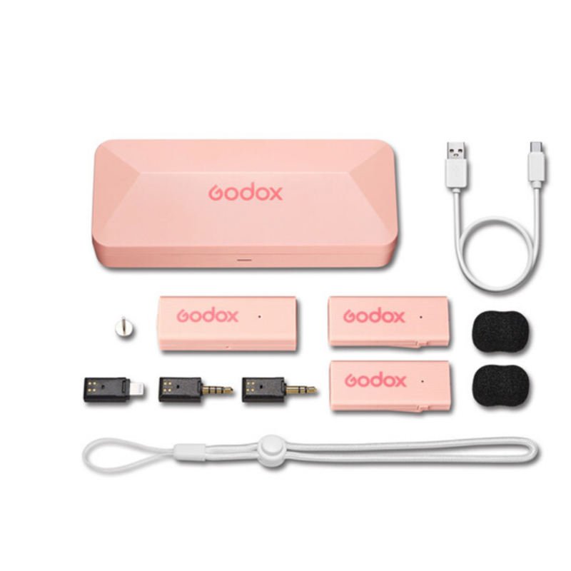 Godox MoveLink Mini Kablosuz Mikrofon Kit2 (Apple Uyumlu/Pembe)