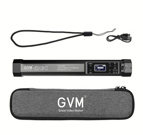 GVM BX8C RGB 30cm 8W Dahili Akülü LED Tüp Işık