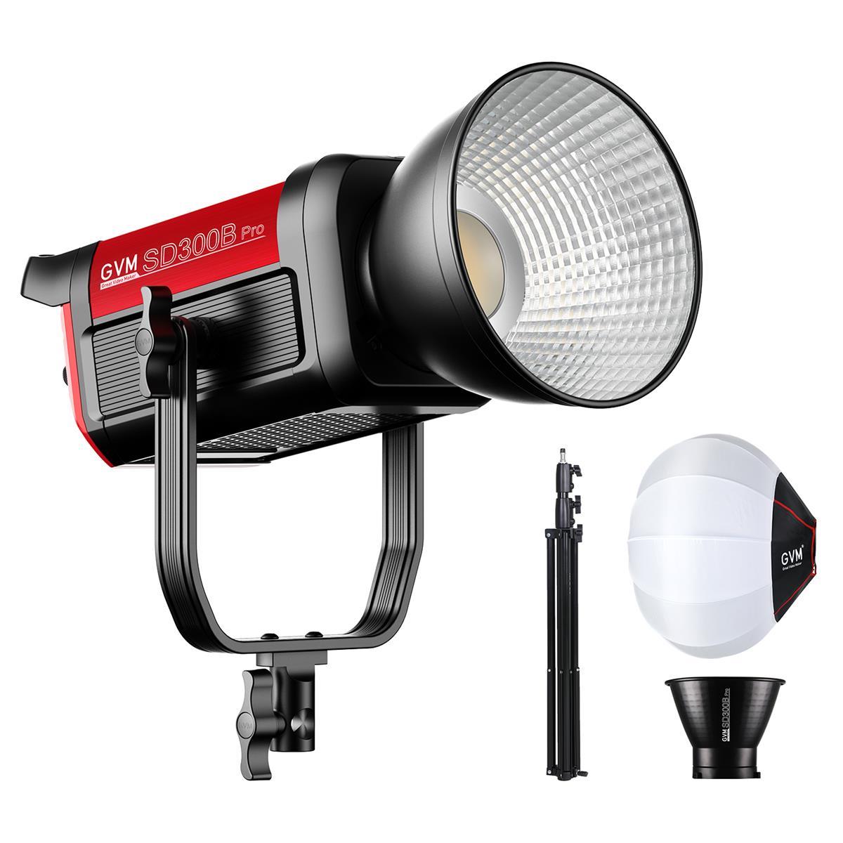 GVM Pro SD300B 300W Bi-Color LED Video COB Spotlight Kit with Lantern Softbox and Light Stand