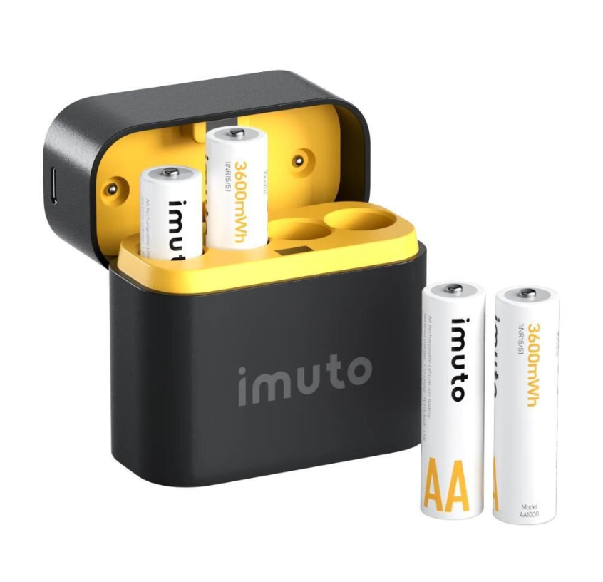 Imuto 3600mWh AA Şarj Edilebilir Lityum Pil Seti (4'lü) Hızlı Şarj Cihazı