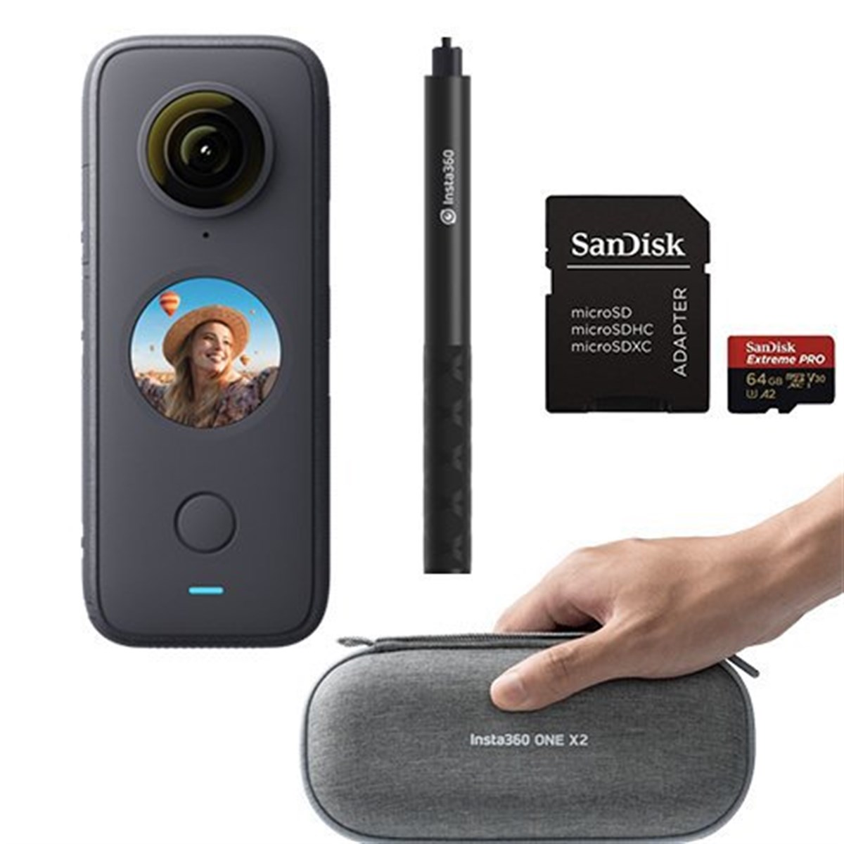 Insta360 One X2 & Invisible Stick & Sandisk 64gb Hafıza Kartı & Çanta