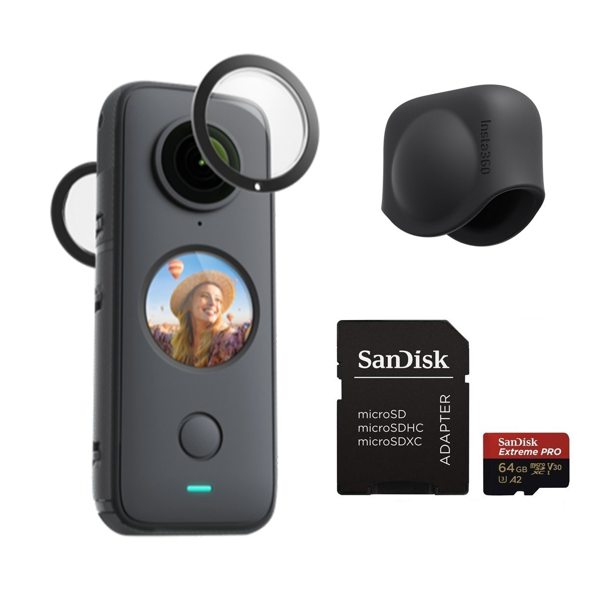 Insta360 One X2 & Sticky Lens Guards & Lens Cap & Hafıza Kartı