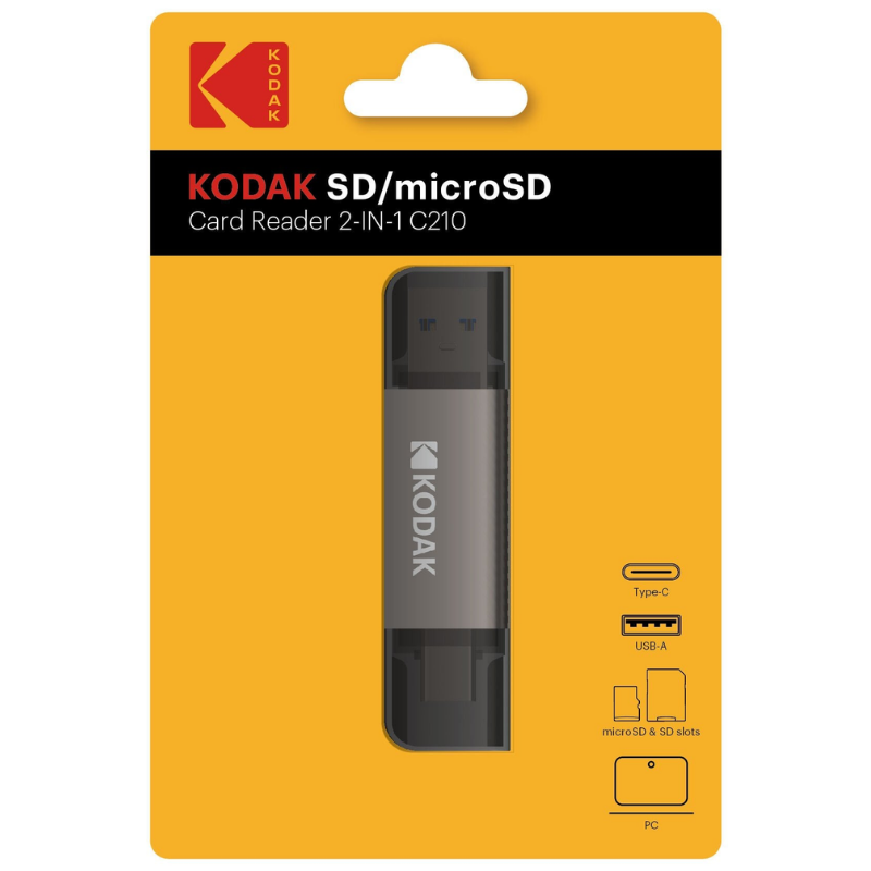 Kodak SD ve Micro SD Kart Okuyucu Type-C + USB (2-IN-1) C210
