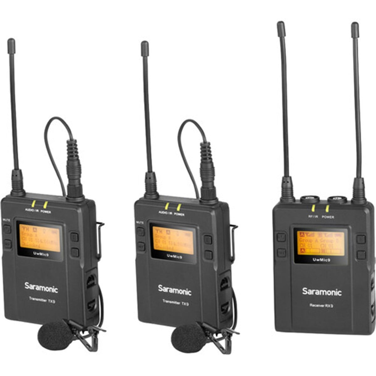 Saramonic UwMic9 (TX9 + TX9 + RX9) 1 Verici + 2 Alıcı Kablosuz Yaka Mikrofonu