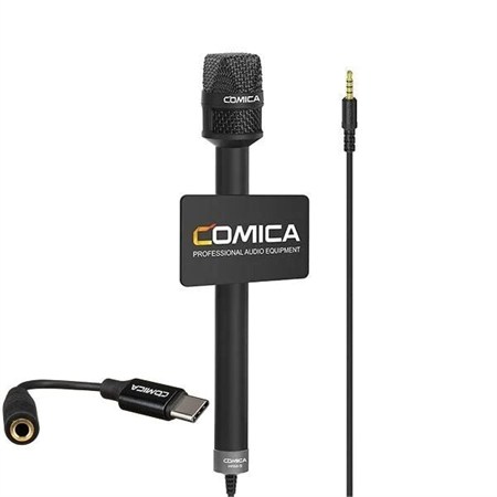Comica HRM-S USB-C ve TRRS Grişli Telefonlar için Kaplolu Roportaj  Mikrofonu