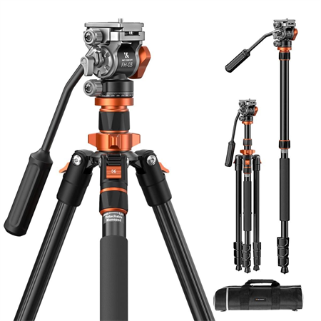 K&F Concept 200cm Alüminyum Tripod (O234A7+FH-03)
