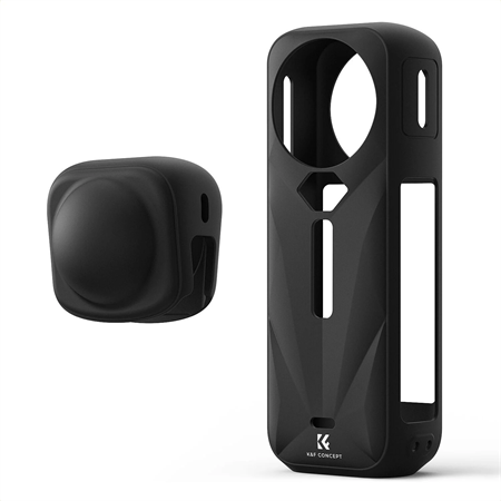K&F Concept Insta360 X5 Uyumlu Silikon Koruma Kılıfı ve Lens Kapağı (Darbe Emici, Çizilmeye Dayanıklı)