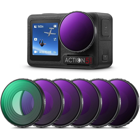 K&F Concept Osmo Action 5 Pro 6'lı Filtre Seti (CPL + ND8-ND256)
