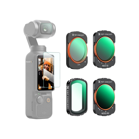 K&F Concept Osmo Pocket 4 için Filtre Seti (UV/CPL/ND2-32 ND32-512)