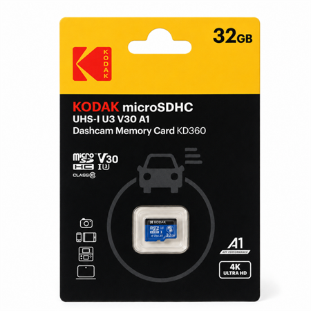 Kodak 32GB UHS-I U3/V30/A1 Araç Kamerası İçin Micro SD Kart KD360 